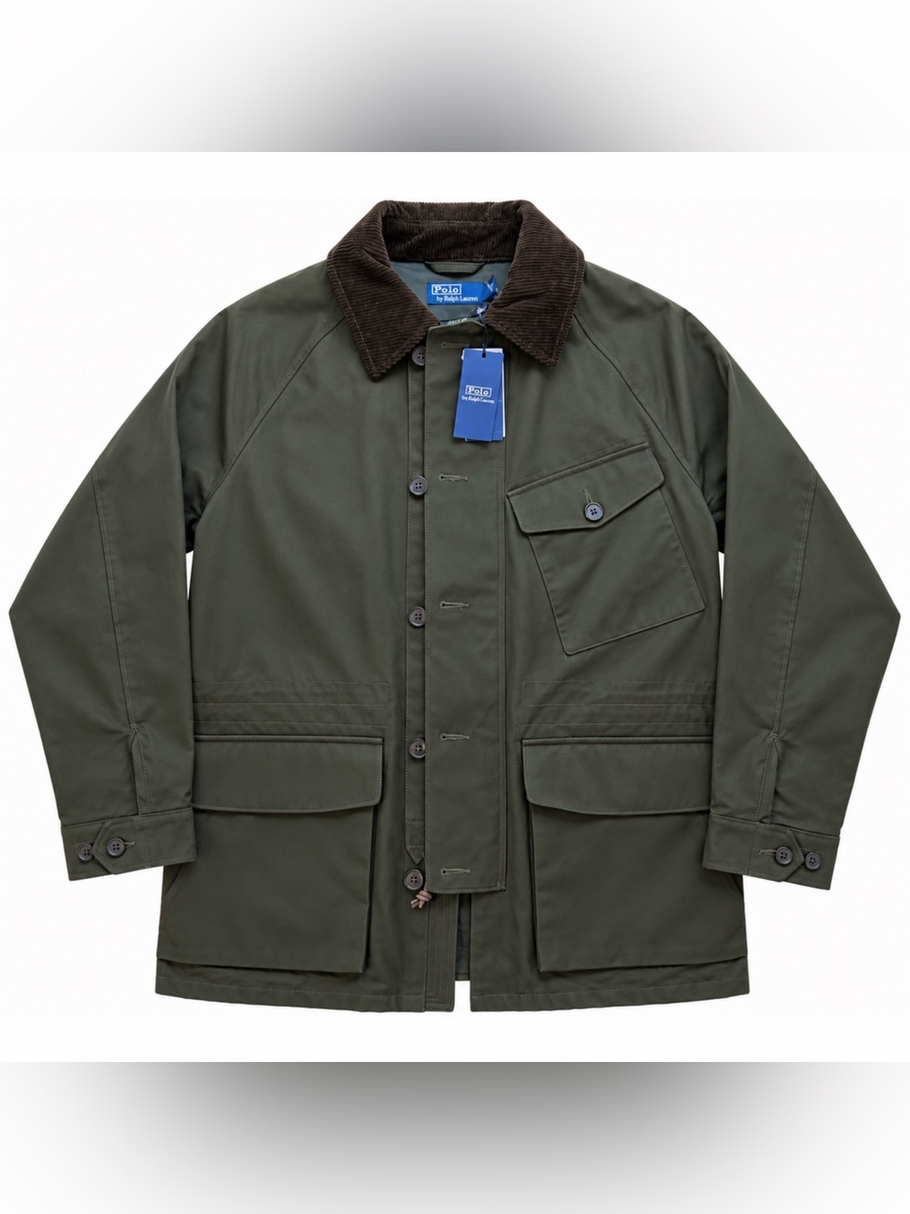 Polo Ralph Lauren Field Jacket - Size Medium - Olive Green Corduroy Collar